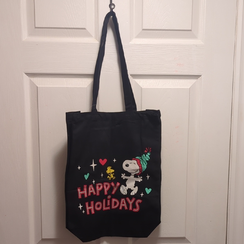 Peanuts Happy Holiday Tote with Snoopy and Woodstock